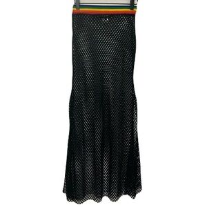 Jaded London XS Black Mesh Maxi Skirt with Rainbow Waistband Swim Cover Pride